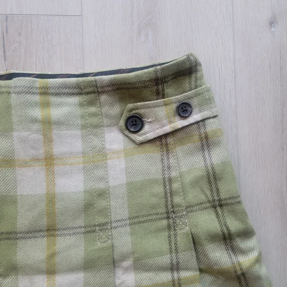 GAP Green Plaid Pleated Mini Skirt - Picture 2 of 5
